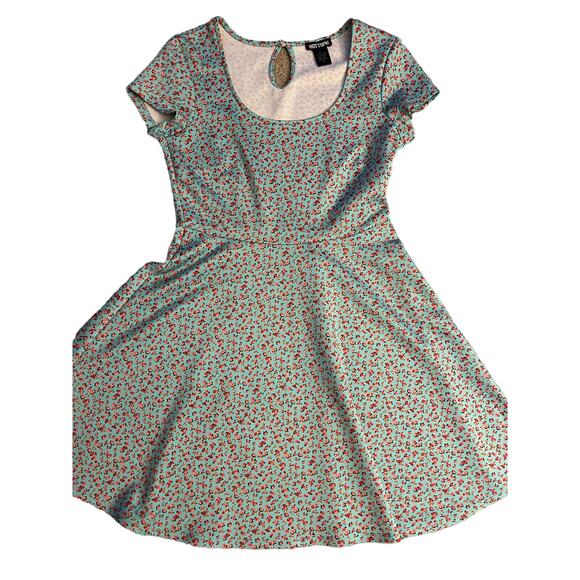 Hot Topic Teal &‎ Pink Floral Fit & Flare Skater Dress Size Large - Picture 6 of 10